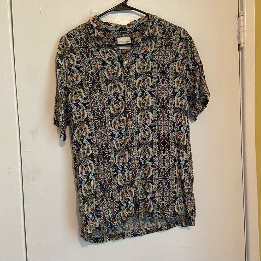 Denim & Flower by Ricky Singh Short Sleeve Button-Up Shirt – Multicolor Paisley